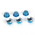 Aluminum Serrated Lock Nuts, 4mm Blue (6)