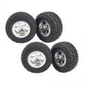 Open Box New Traxxas Front/Rear Tires & Satin Chrome Wheels (4)