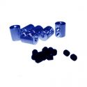 Dual Aluminum Linkage Rod Stoppers, Blue (6)