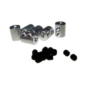 Dual Aluminum Linkage Rod Stoppers, Silver (6)