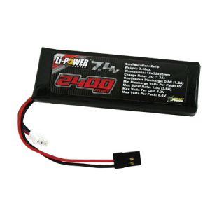 7.4V 2400mAh 2S Flat LiPo Receiver Battery Pack